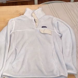 White Patagonia Fleece Quarter Button Sweatshirt